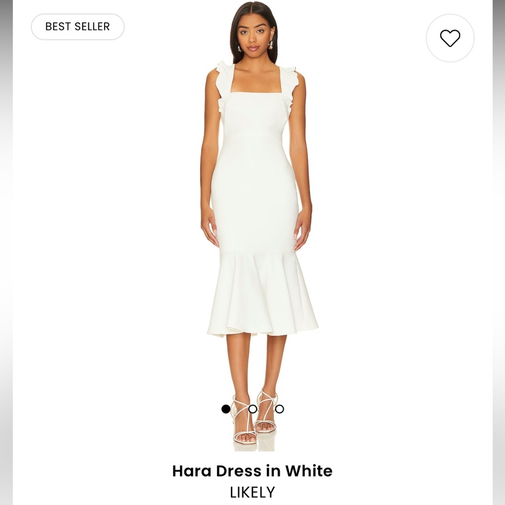 Likely White Ruffle-Strap Midi Dress